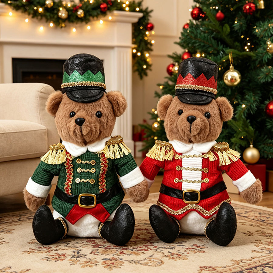 Nutcracker Figurine - Oso Soldado Navideño Cascanueces, Peluche Sentado,