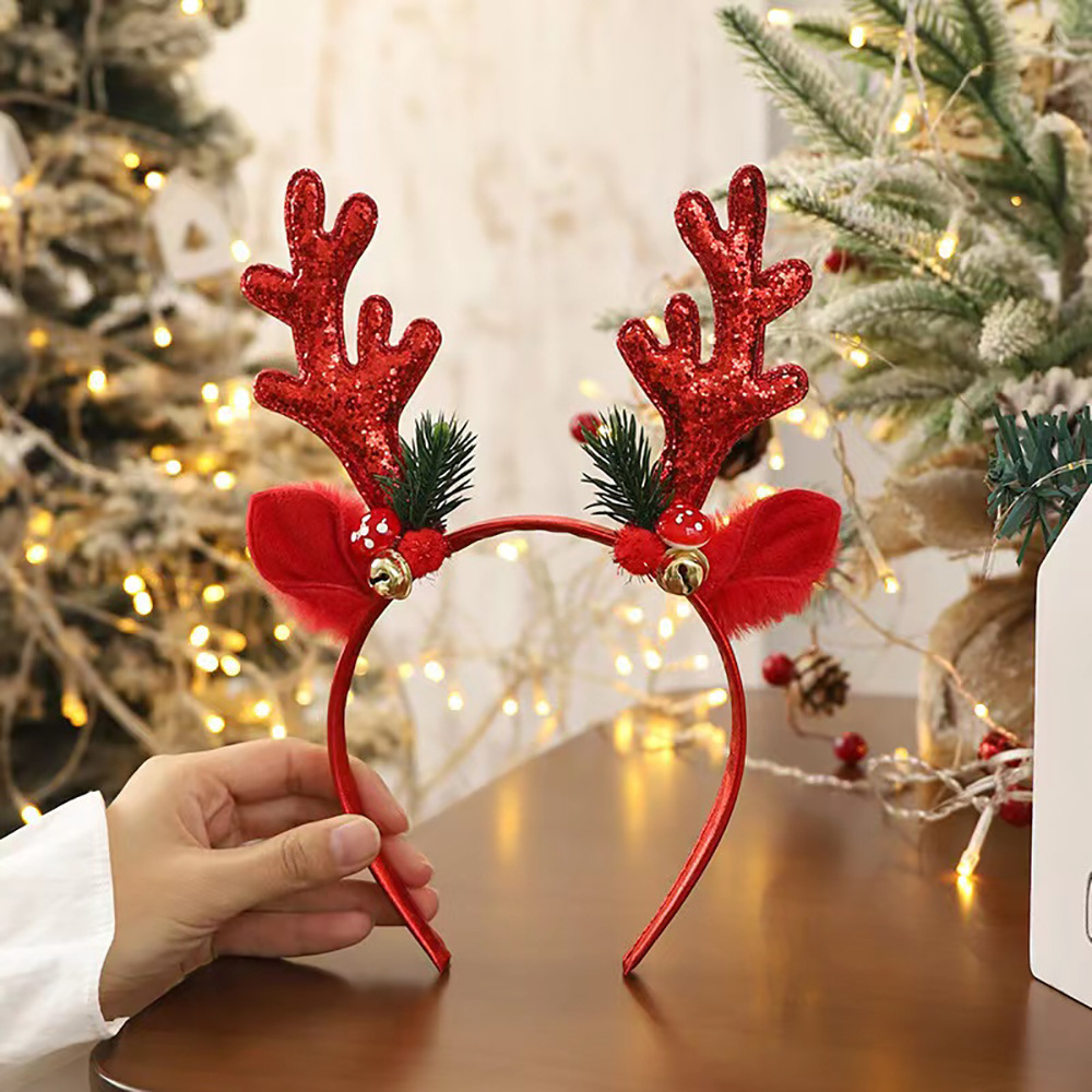 Diadema navideña con cuernos d - Reindeer Antlers Headband reseña y precio